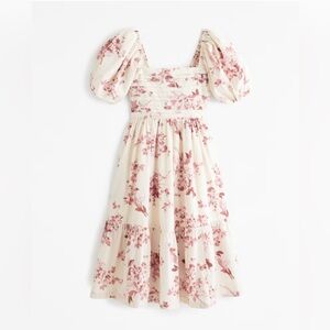 NWT The A&F Emerson Poplin Puff Sleeve Midi Dress - XXS - NWT